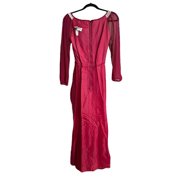 MISS ELLIETTE California Vintage 70s Pleated Maxi Dress Magenta Evening Chiffon - Picture 10 of 15